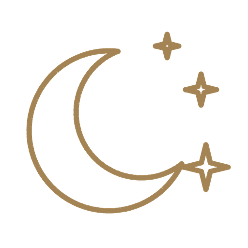 Crescent moon and stars icon for Natural Sleep Therapy and TCM Stress Relief